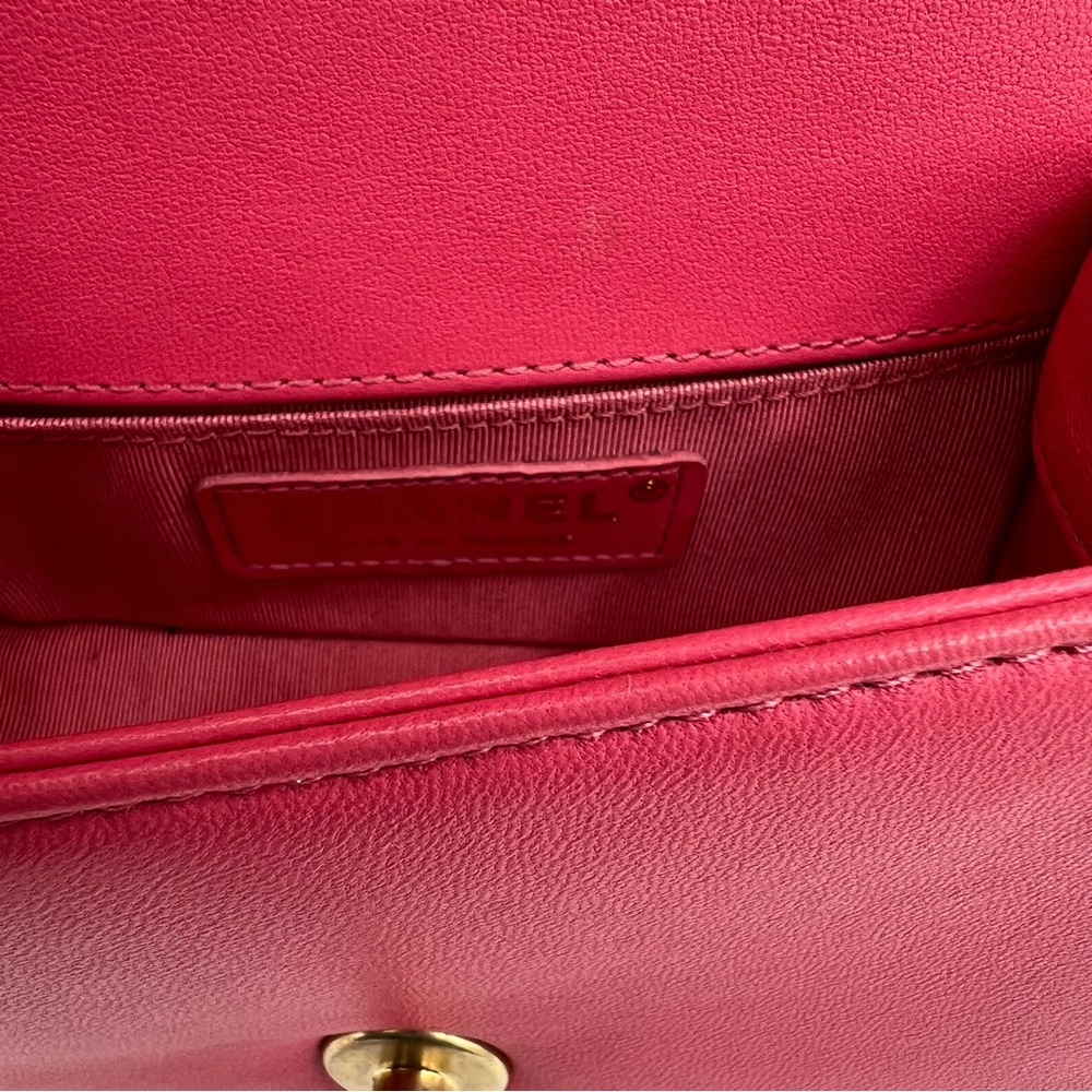 Chanel boy mini shoulder bag ❤️pink lambskin - Picture 8 of 11